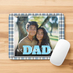 Dad We Love You Blue Plaid Custom Photo Mouse Mat