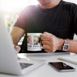Dad We Love You Custom Fathers Day Photo Collage Coffee Mug<br><div class="desc">Create a stylish and memorable gift for Dad this Father's Day! This custom coffee mug features a collage of three favourite family pictures of the kids designed as a modern and bold sans serif typography design. Personalise the custom text with the names of the children and modify the black text...</div>