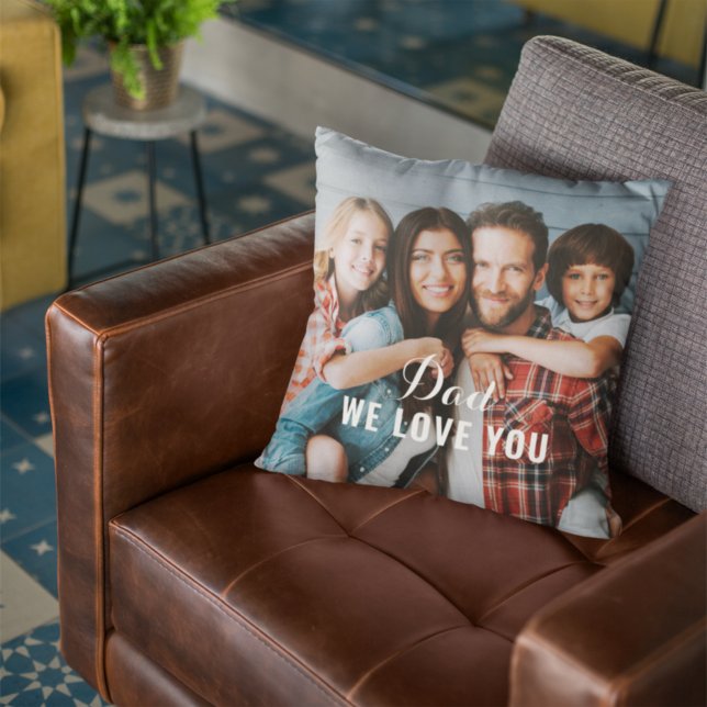 Dad We Love You Custom Fathers Day Photo Cushion (Creator Uploaded)
