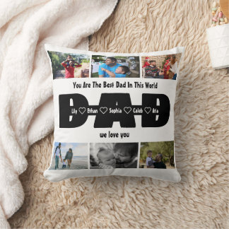 Dad, We Love You – Fathers Day 6 Photo Collage Cushion