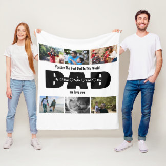 Dad, We Love You – Fathers Day 6 Photo Collage Fleece Blanket
