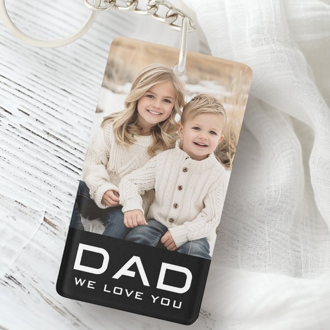 Dad we love you father's day photo black key ring (Dad we love you father's day photo black keychain)
