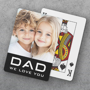 Dad we love you father's day photo black playing cards