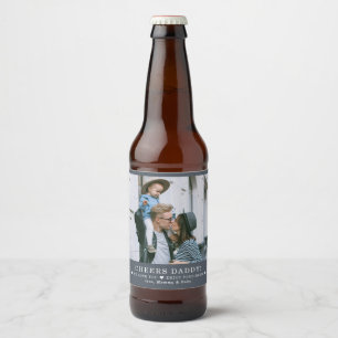 Dad We Love You Modern Father's Day Photo Beer Bottle Label