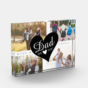Dad We Love You Modern Heart Photo Block