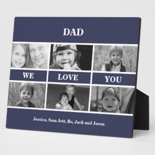 Dad We love You Photo Collage Black and White Plaque