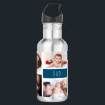 Dad We Love You Photo Collage Personalized 532 Ml Water Bottle<br><div class="desc">Perfect gift for dad's, grandfather's etc. This photo collage water bottle features 5 of your photos on a blue background and text '' dad'' , ''we love you''. This template can be modified if needed and color of the background can be changed. To edit this design click customize further or...</div>