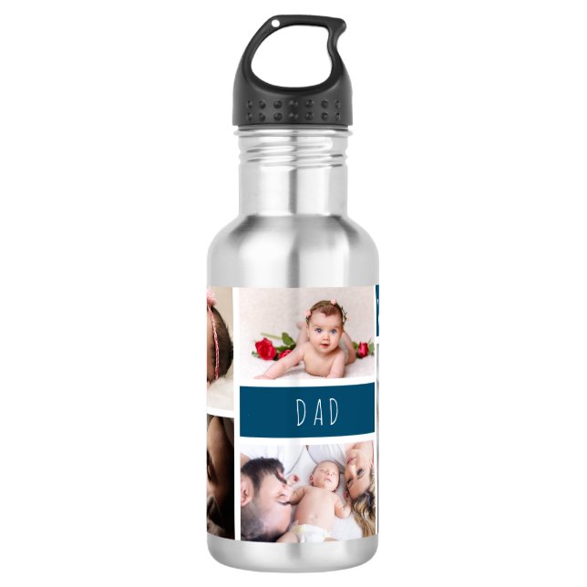 Dad We Love You Photo Collage Personalized 532 Ml Water Bottle (Front)