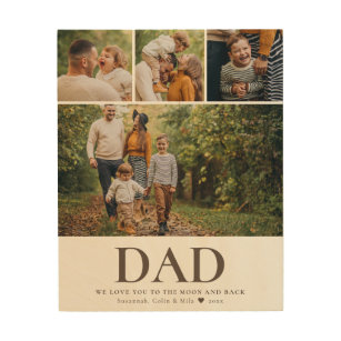 DAD We love you Photo Collage Rustic Modern Father Wood Wall Art