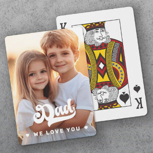 Dad we love you photo hearts text fathers day playing cards