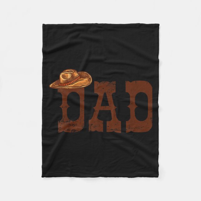 Dad Western Family Matching Birthday Cowboy Cowgir Fleece Blanket (Front)