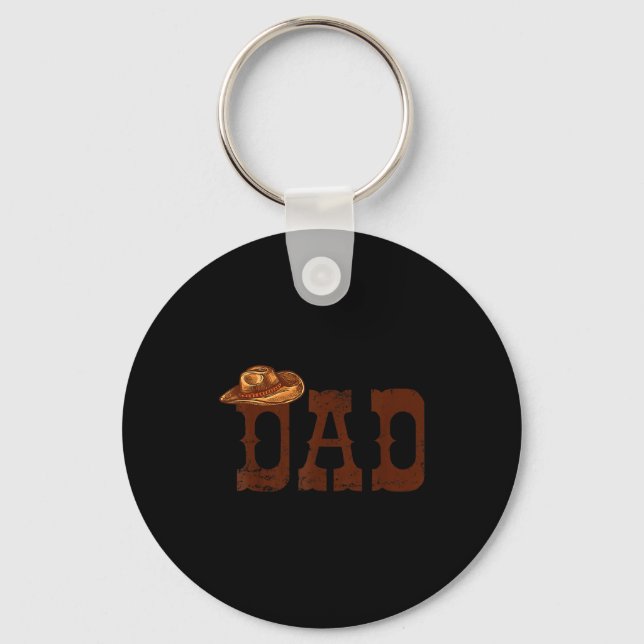 Dad Western Family Matching Birthday Cowboy Cowgir Key Ring (Front)