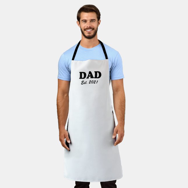 Dad white Custom Established date modern fun Apron (Worn)
