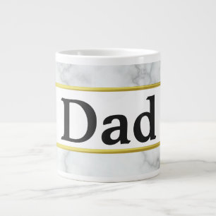 Dad White Marble and Gold Look Elegant Large Coffee Mug