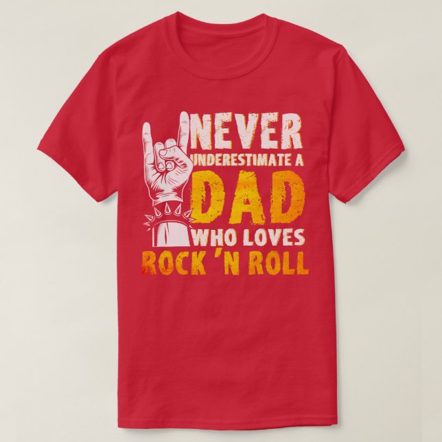 Dad Who Loves Rock N Roll Rock N Roll Guitar  T-Shirt (Design Front)
