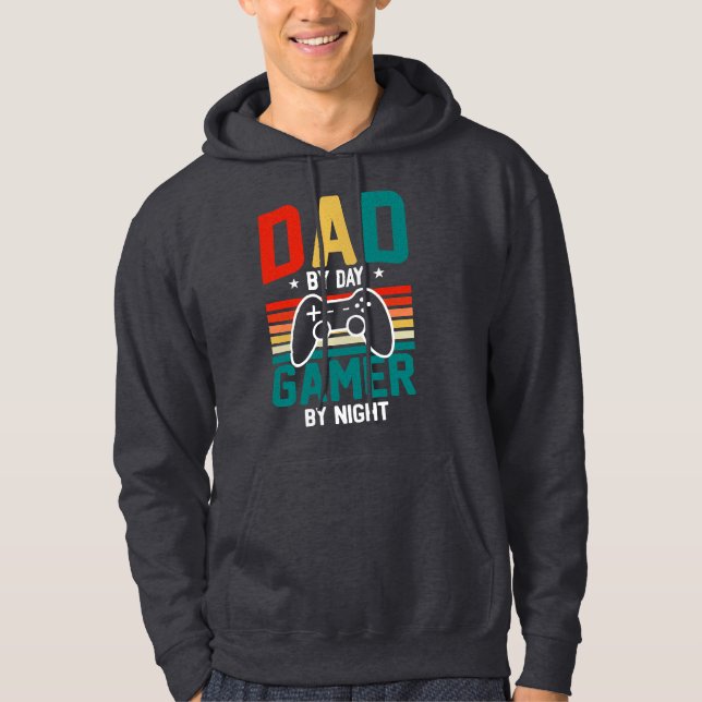 Dad who's a gamer; video games; Dad gift Hoodie (Front)