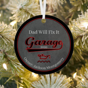 Dad Will Fix It Garage Metal Tree Decoration