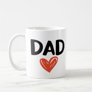DAD with Hand-Drawn Heart Cute Kids' Doodle Design Coffee Mug