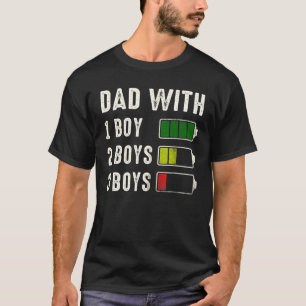 Dad With Three Boys Battery Empty Father's Day T-Shirt
