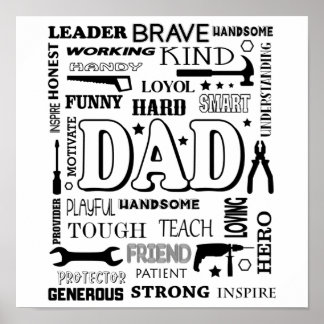 Dad Word Art, Dad Gift, Funny Quotes Dad Poster
