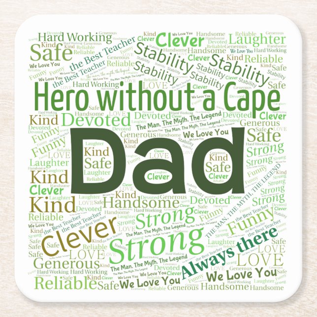 Dad Word Cloud DesignPaper Coasters  (Front)