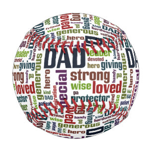 Dad Word Cloud Text Father's Day Typography Baseball