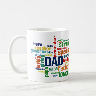Dad Word Cloud Text Father's Day Typography Coffee Mug