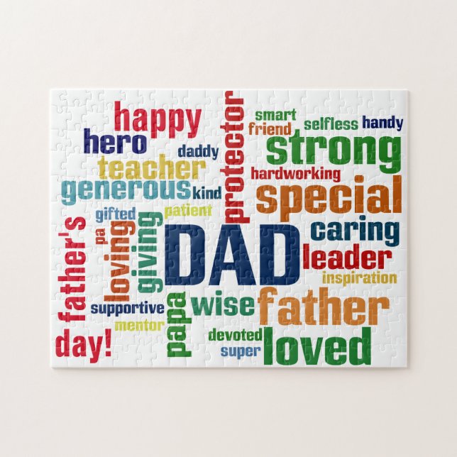 Dad Word Cloud Text Father's Day Typography Jigsaw Puzzle (Horizontal)