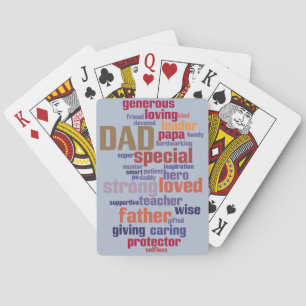 Dad Word Cloud Text Father's Day Typography Playing Cards