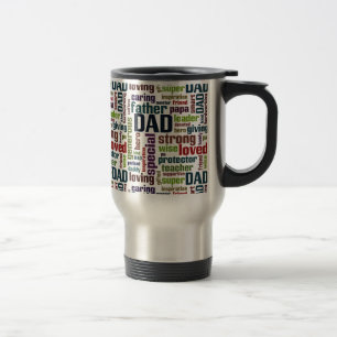 Dad Word Cloud Text Father's Day Typography Travel Mug