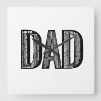 DAD Word Cloud Wall Clock - Father's Day Hero Gift