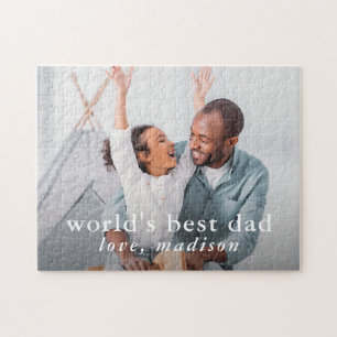 Dad World's Best Dad Photo and Name Jigsaw Puzzle