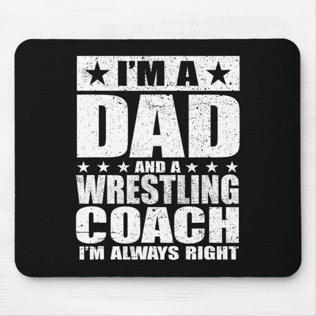 Dad Wrestling Coach Coaches Fathers Day Shirts Gif Mouse Mat (Front)