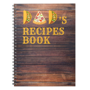 DAD Written With Pizza & Tacos Funny Cute Food Bow Notebook