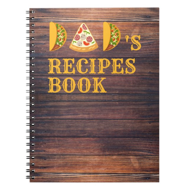 DAD Written With Pizza & Tacos Funny Cute Food Bow Notebook (Front)