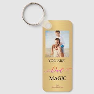 Dad You Are Magic Fathers Day Photo wood Key Ring