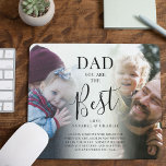 'DAD' you are the Best Name & Quote Keepsake Mouse Mat<br><div class="desc">Modern photo and quote 2 photo mouse pad for dads, featuring 2 pictures of your choice, which can easily be downloaded from a computer or your phone, the text 'DAD you are the Best' in elegant calligraphy script, your childrens name/s and a quote that can be customised so that it...</div>