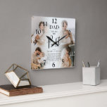 'DAD' you are the Best Name & Quote Keepsake Square Wall Clock<br><div class="desc">Modern photo collage and quote keepsake square clock featuring 4 pictures of your choice, which can easily be downloaded from a computer or your phone, the text 'DAD you are the Best' in elegant calligraphy script, your childrens name/s and a quote that can be customised so that it is unique...</div>
