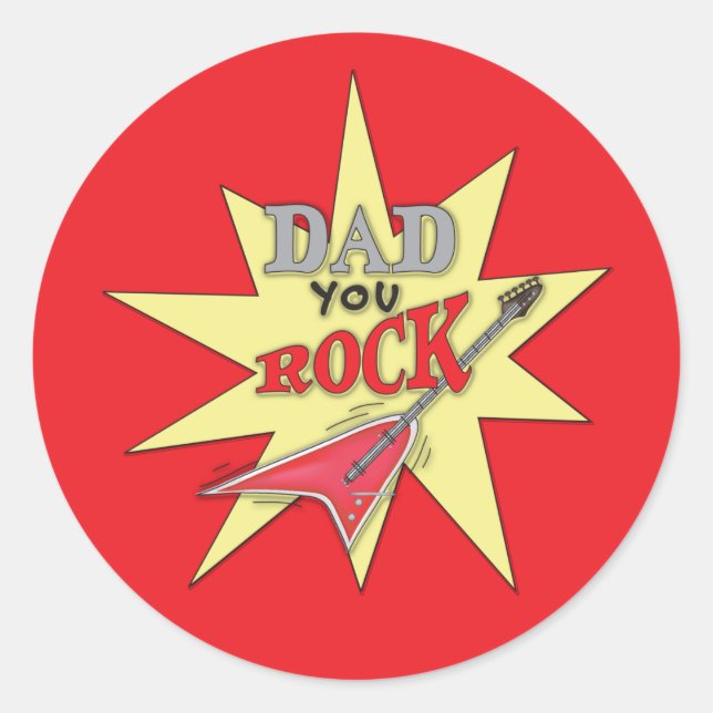 Dad You Rock Classic Round Sticker (Front)