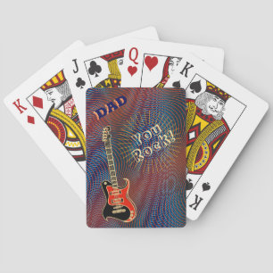 Dad You Rock Cool Electric Guitar Trippy Retro Pop Playing Cards