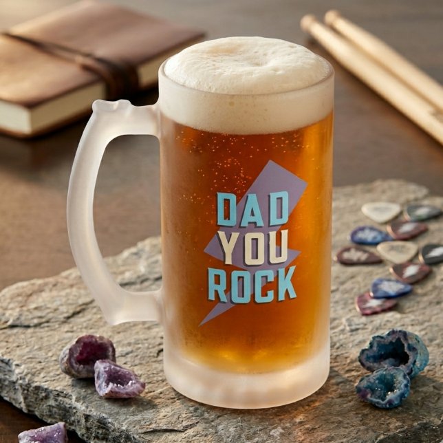 Dad You Rock Frosted Glass Mug (Creator Uploaded)