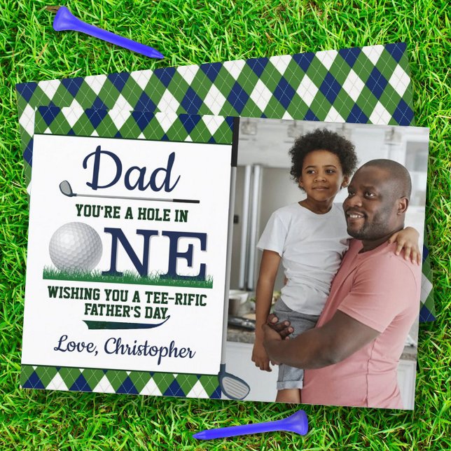 Dad You're A Hole In One Father's Day Photo Card (Creator Uploaded)