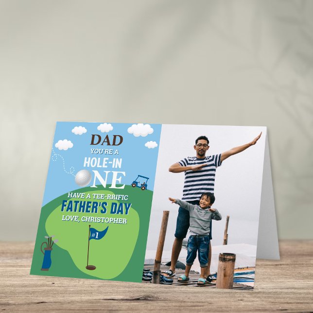 Dad You're A Hole In One Golf Father's Day Photo Card (Creator Uploaded)