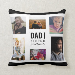 dad you're awesome father's day collage typography cushion