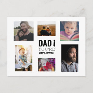 Dad You're Awesome Kids photo Collage Father's Day Postcard
