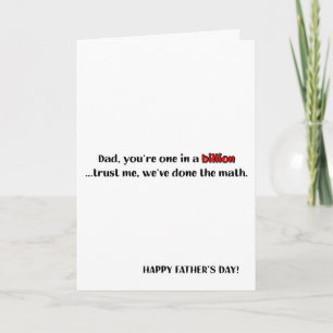 Dad, You're One In A Billion, Funny Father's Day Card