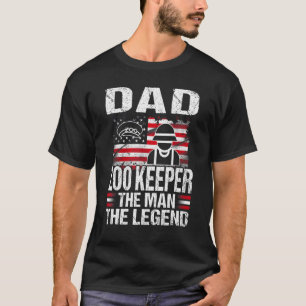 Dad Zoo Keeper The Man The Legend Retro Usa Flag T-Shirt