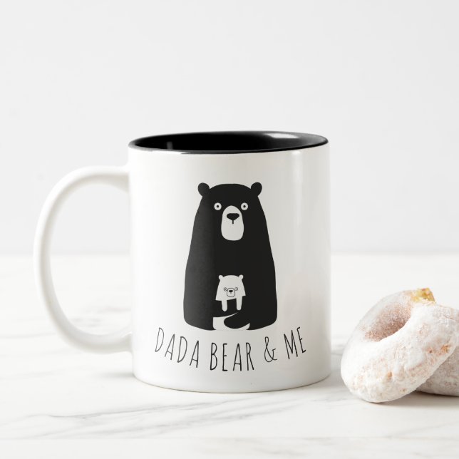 DADA BEAR & ME | Dad Kids Daughter Son Dada Bear Two-Tone Coffee Mug (With Donut)