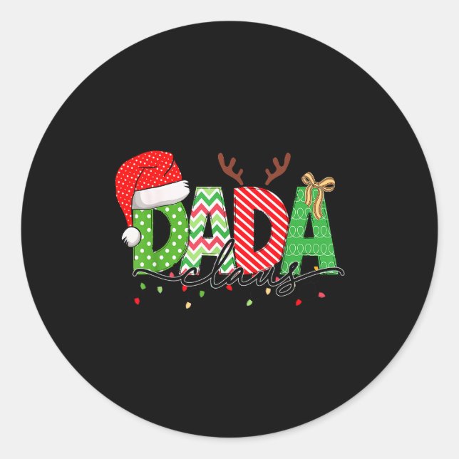 Dada Claus Christmas Lights Pajama Family Matching Classic Round Sticker (Front)