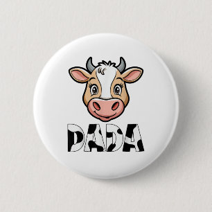 Dada Cow Print Cow Pattern Father's Day  6 Cm Round Badge